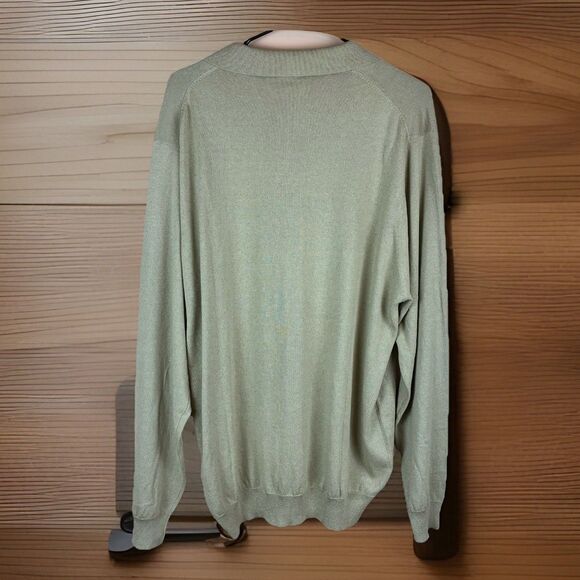 Jos A. Bank Signature Collection 100% Silk Beige Henley Sweater Mens Size XL - Picture 5 of 5